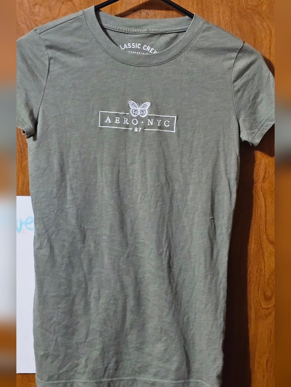 Aeropostale Olive Green Crewneck Tee with White Logo